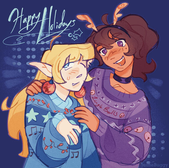 colored sketch 2 half bodies + simple background 55usd